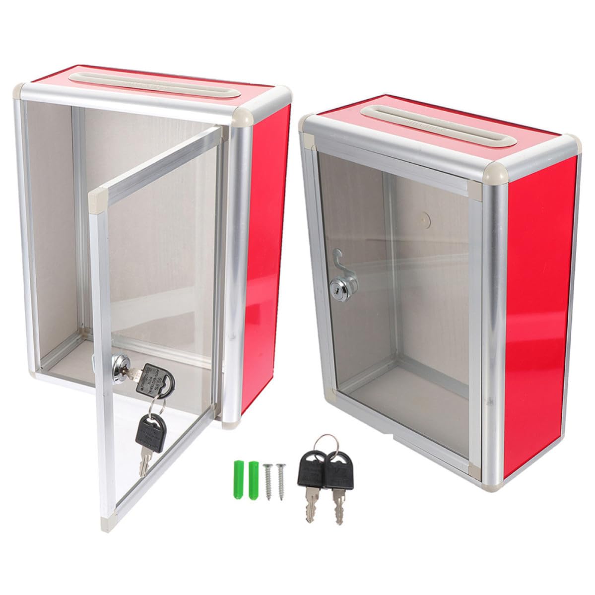 2 Piezas Buzón de Sugerencias de Pared de Metal Transparente