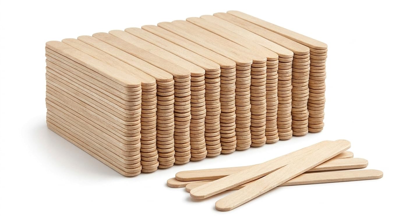 4.5 Inch Wooden Popsicle Sticks for Crafts and Ice Cream | Multi-Purpose Tongue Depressor Wood Stick for DIY Art, School Projects | Natural Wooden Ice Cream Sticks (100 Pieces)-image-45