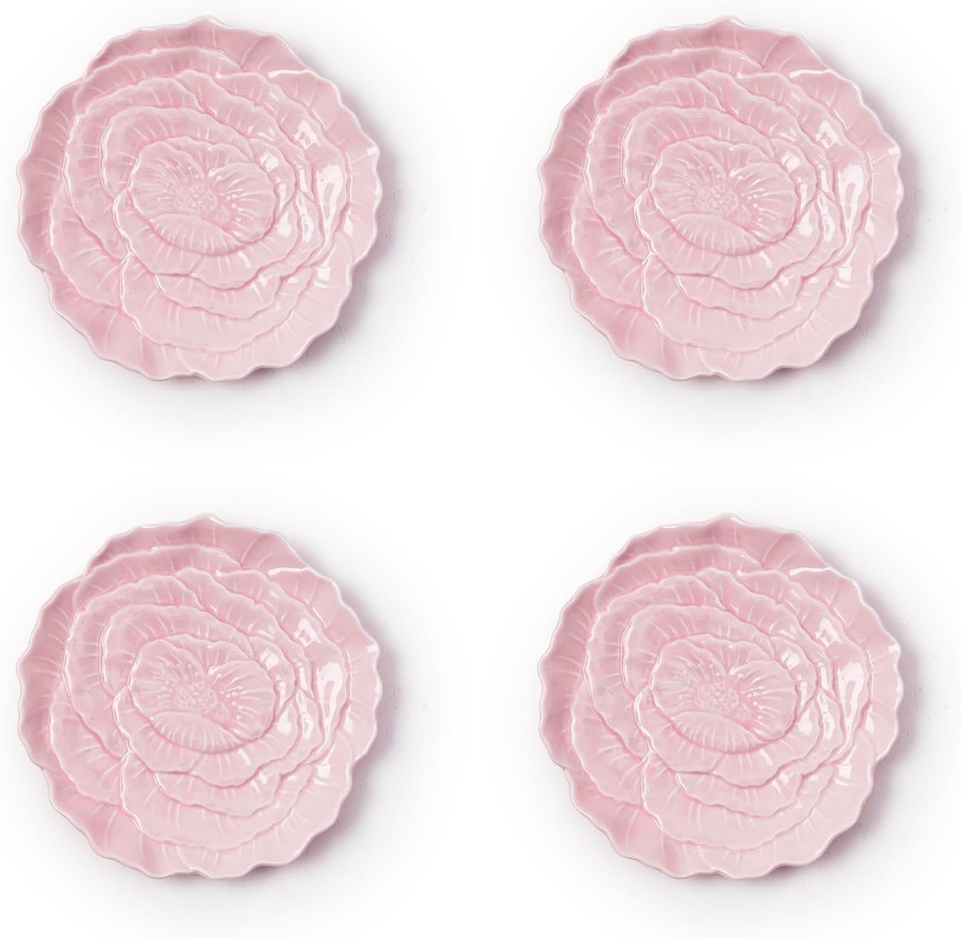 Two's Company Pretty Pink Flower Tidbit Dish, Porcelain, Set of 4