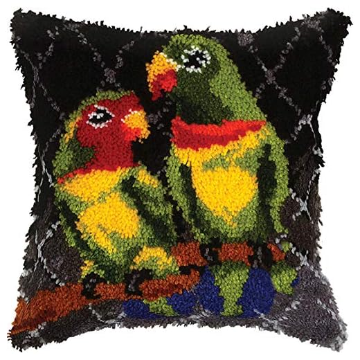 Latch hook kit örngott broderi kit med tryckt canvas uggla mönster virka garn kit, oavslutad broderi kit, lämplig för barn vuxna nybörjare, 17 * 17 inches