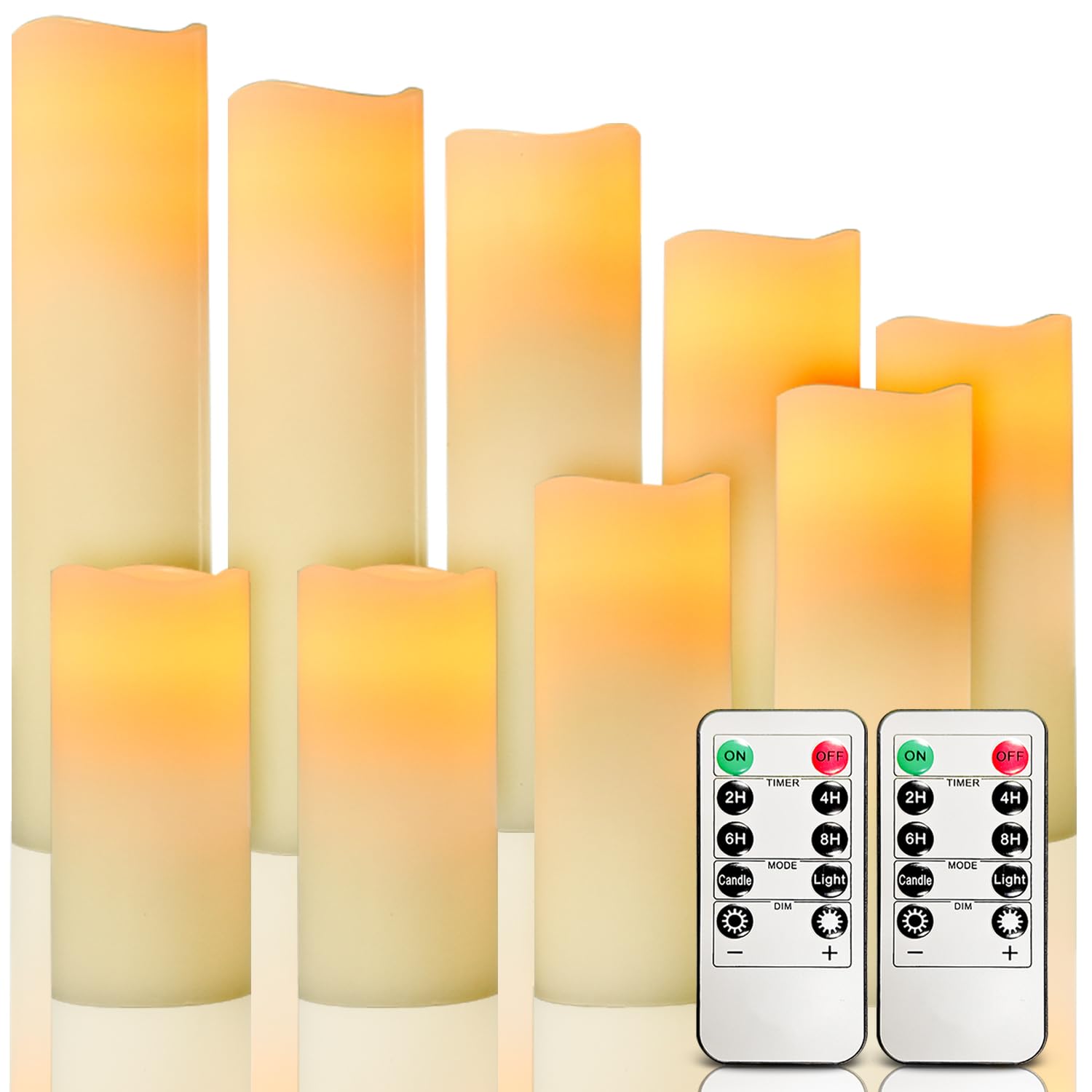Flameless LED Electric Candle Pack of 9 Battery Operated Fake Candles