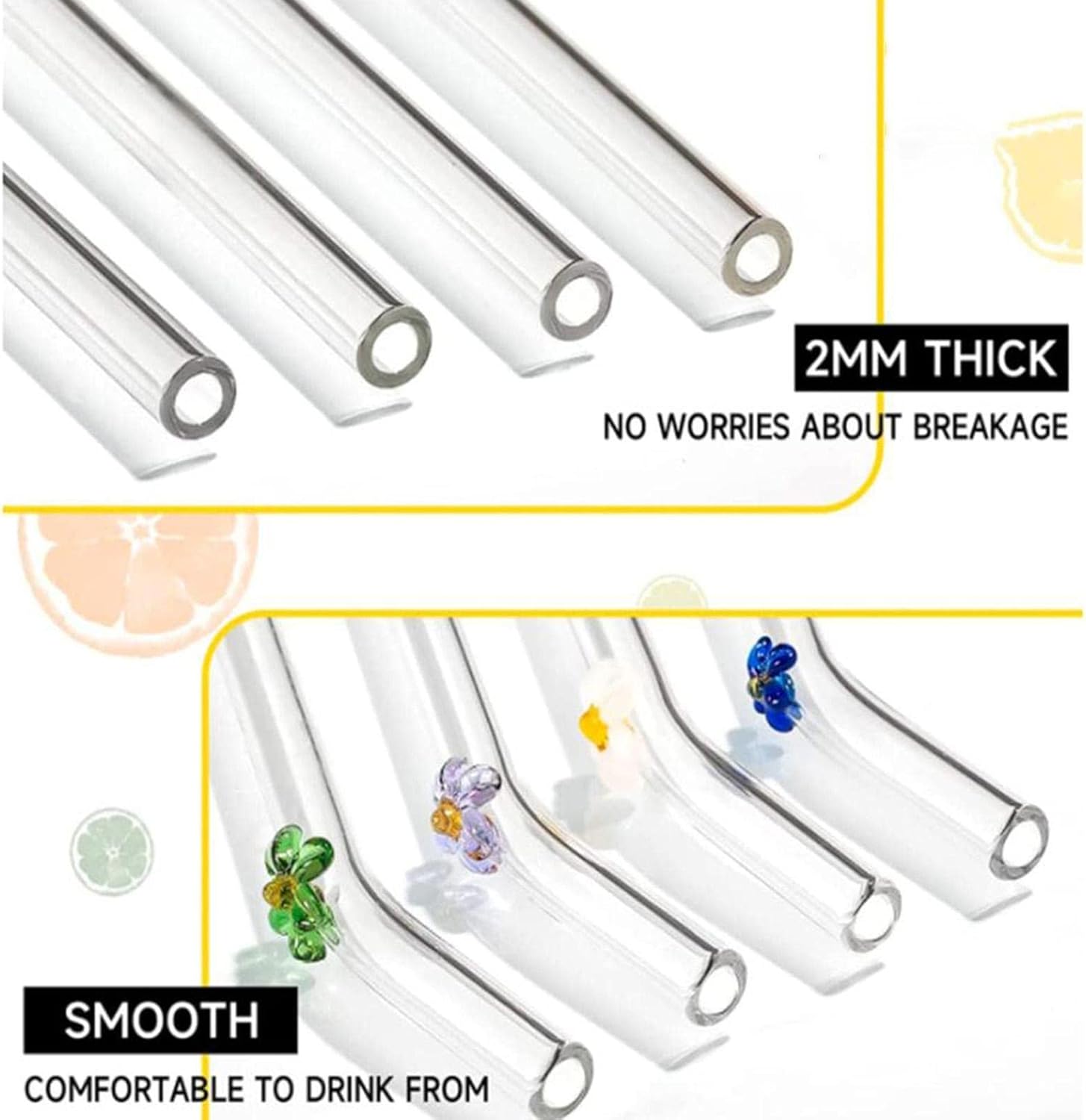 全商品オープニング価格 再利用可能なグラスストロー 飛散防止ストロー ホット コールドドリンク パーティー用品用のクリーニングブラシ付きの再利用可能な曲がったストロー Dongtian Hmcdenbosch Nl