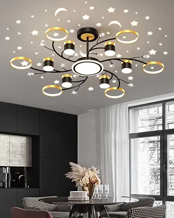 CITRA 12 Light Led Gold Black Acrylic Modern Chandelier Light with Star Projection - Warm White