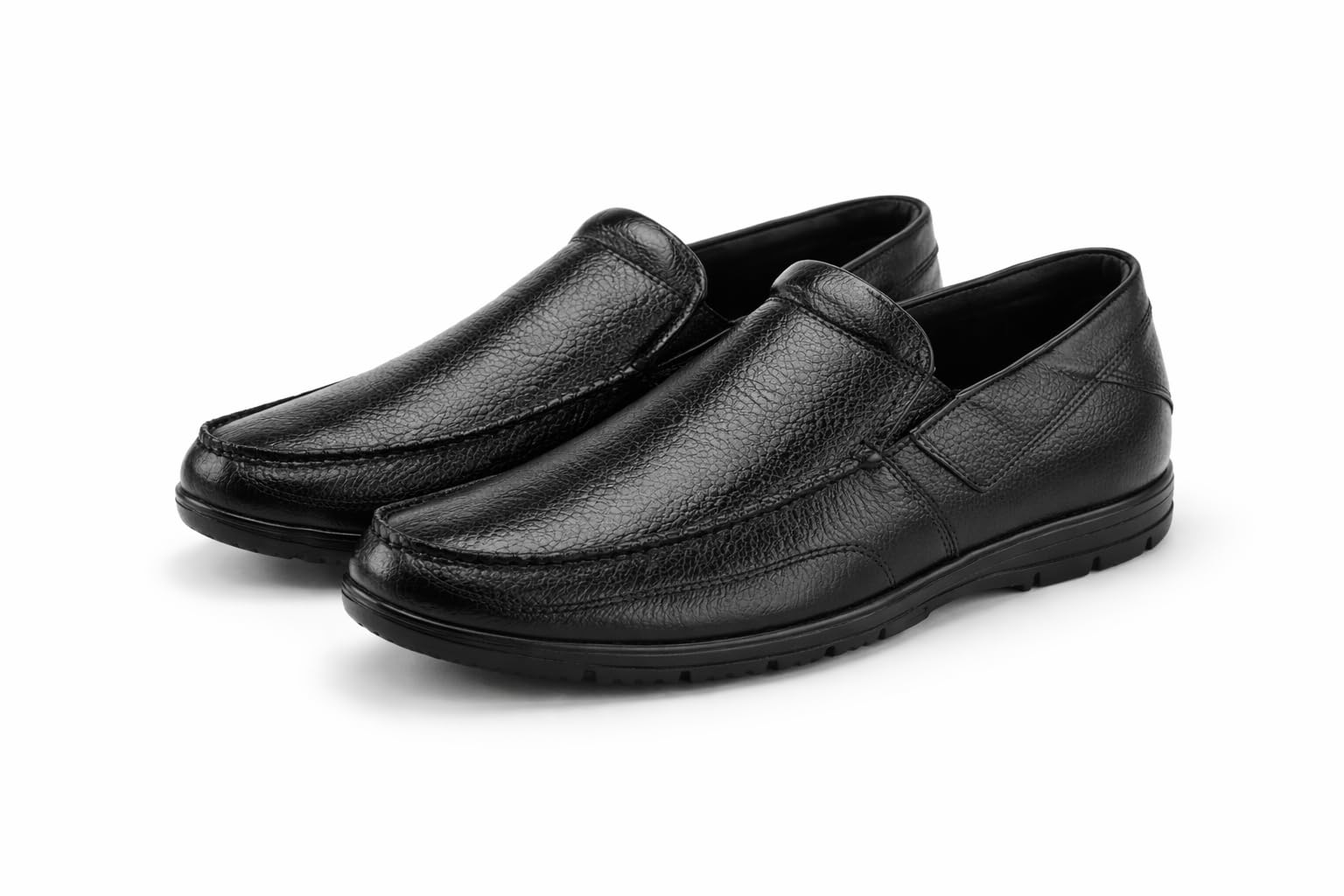 BROADX Men's Stylish Comfortable Formal Slip-On Shoes, Leather, Cap Toe Design, Black Sole-picture-43