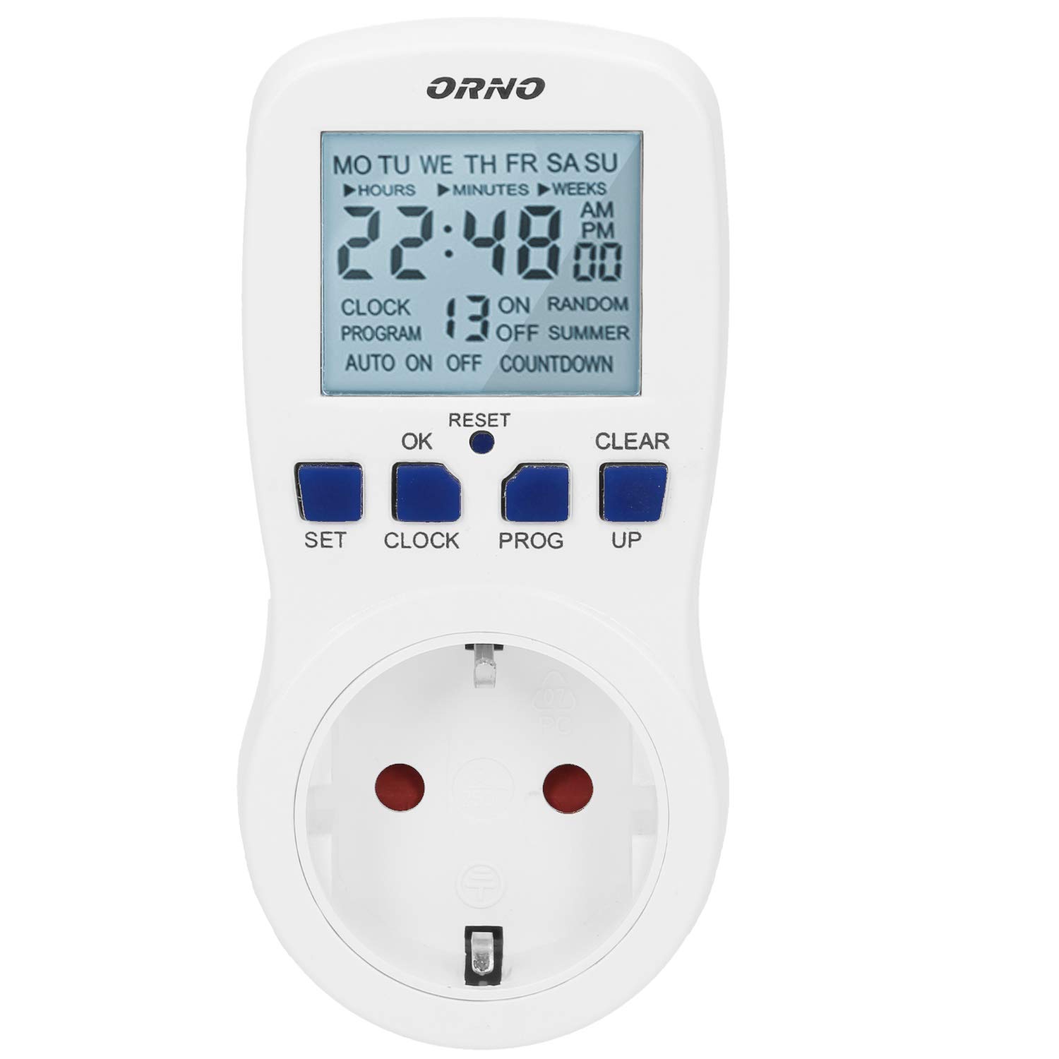 Minuterie numérique Orno PRE-409 (GS) 3680W 16A, 16 programmes de Commutation, minuterie avec Fonction aléatoire + Compte à rebours aléatoire - Produit pour Le Marché Allemand