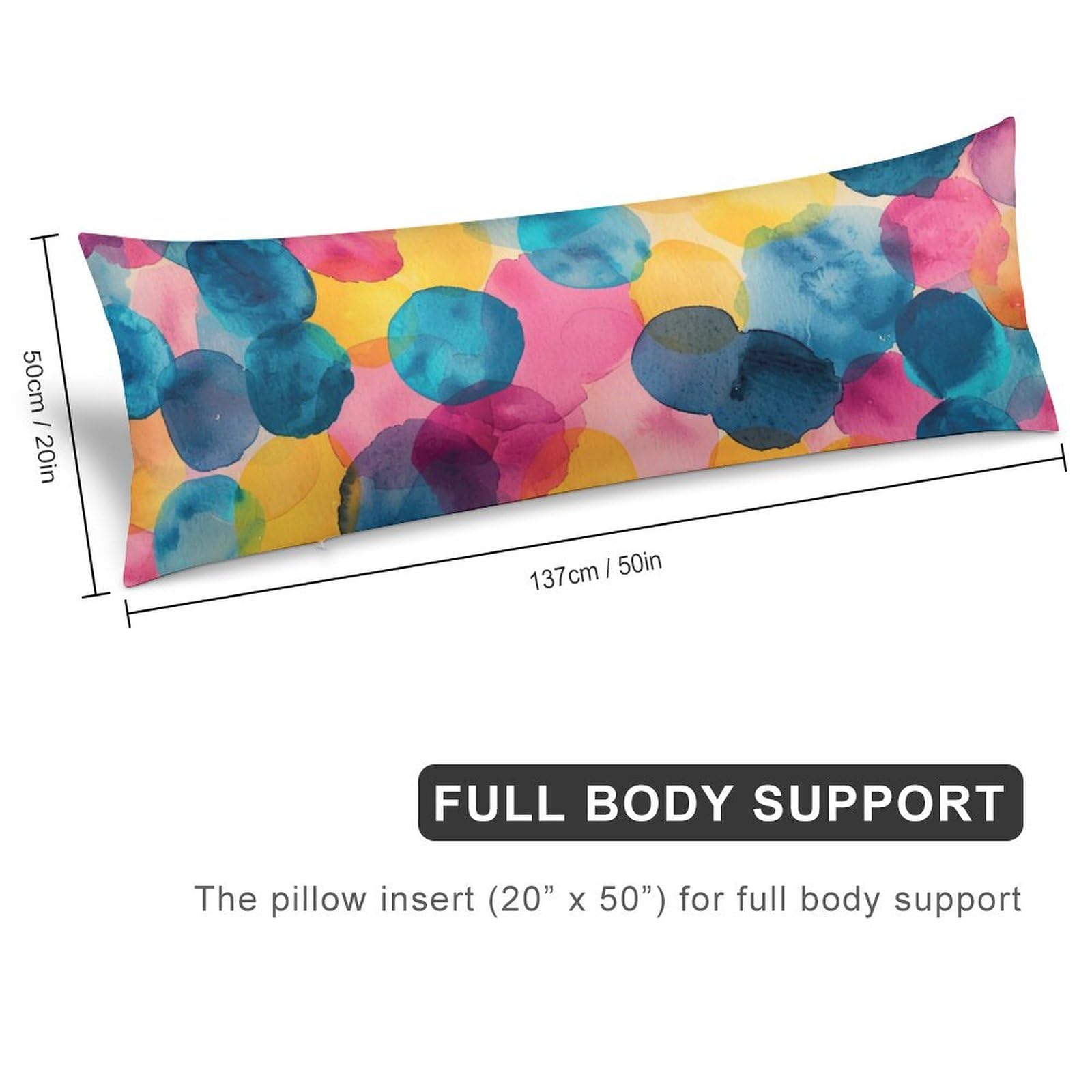 velumair Watercolor Simple Dots Body Pillow Cover with Zipper Long Pillow Cases for Body Pillows Rectangle Body Pillow Case for Home Bed Decor 20
