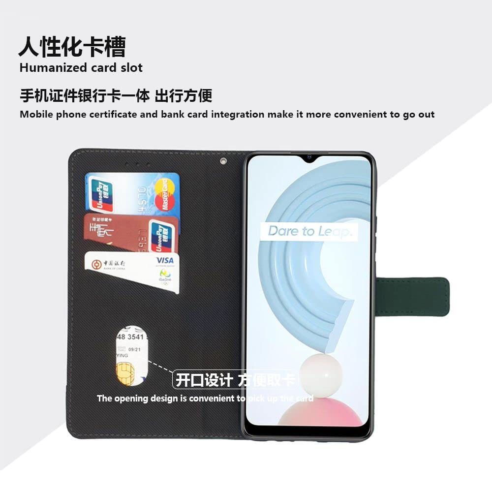 Custodia Cover compatibile con Realme C21Y,custodia a portafoglio in pelle con slot per schede,Funzione di supporto,progettazione del modello di giuntura,Cover Custodia per Realme C21Y