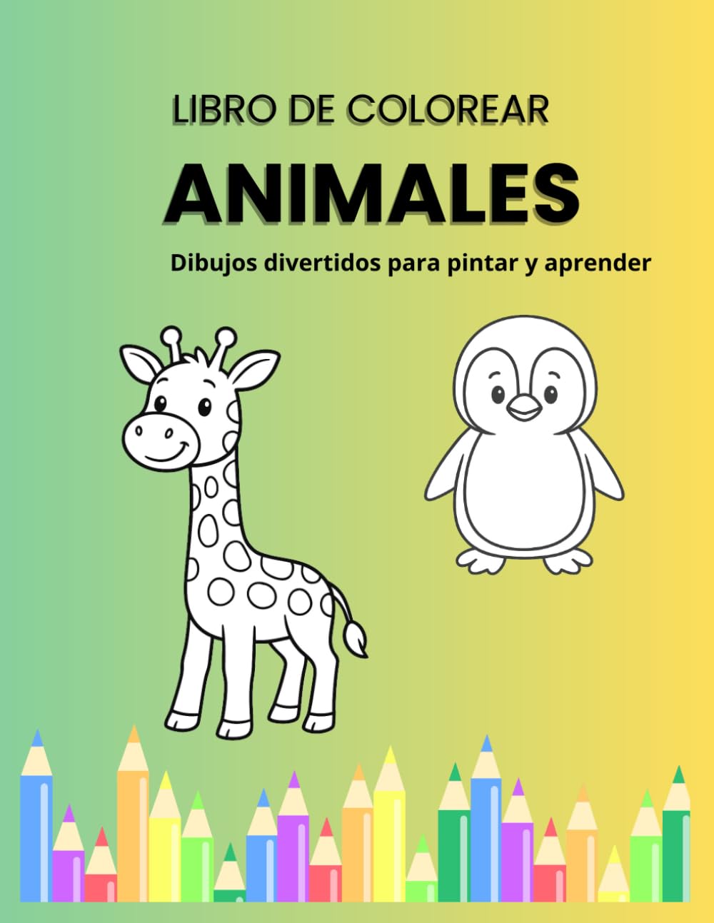 Libro de colorear animales: Animales de granja y selva con dibujos grandes y fáciles para niños