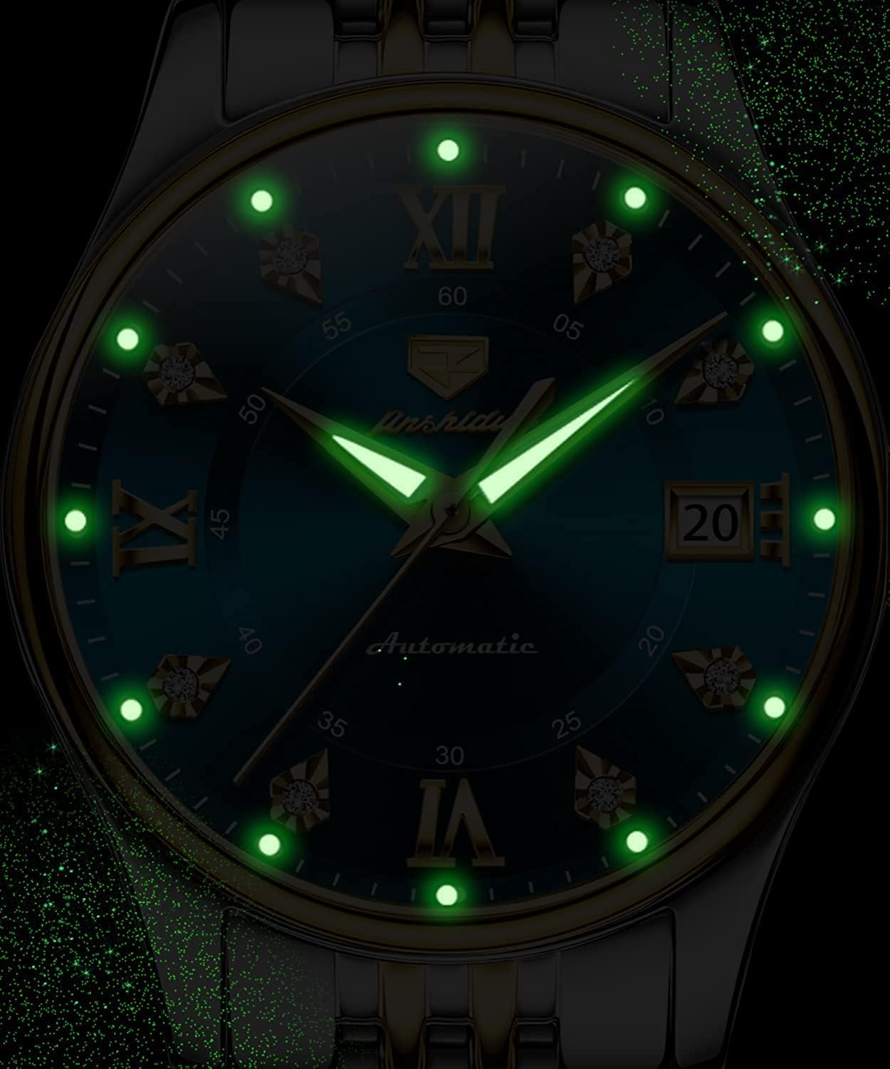 OLEVS Automatic Watches for Women Luxury Stainless Steel Gold and Silver Diamond Mechanical Dress Self Winding Date Waterproof Wrsit Watches for Ladies - Image 8