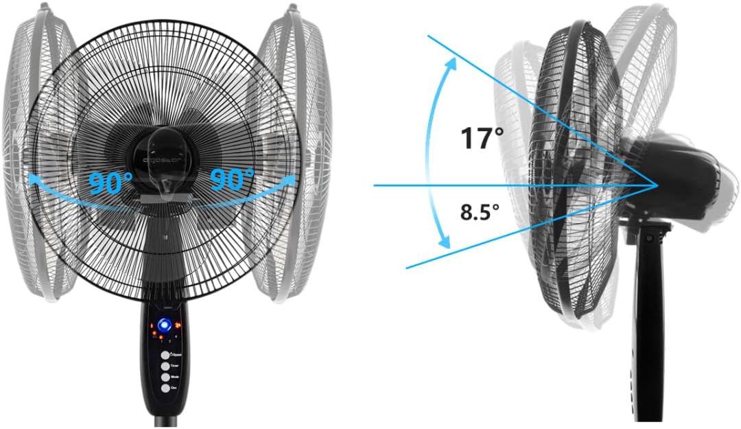Flаѕh Dеаlѕ - 70% оƒƒ Aigostar Lewis - 16 Standing Fan, Double Blade Electronic Oscillating Pedestal Fans with Remote Control, 3 Speed Settings, 3 Wind Modes, 7.5H Timer, Adjustable Height Cooling Fans for Bedroom, Black