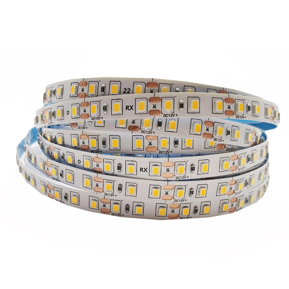 Vrabocry 12V LED Strip Lights Warm White 3500K 5M Tape Light 600LED SMD2835 8mm Wide Cuttable Flexible Tape Lights IP20 Indoor Use LED Lighting