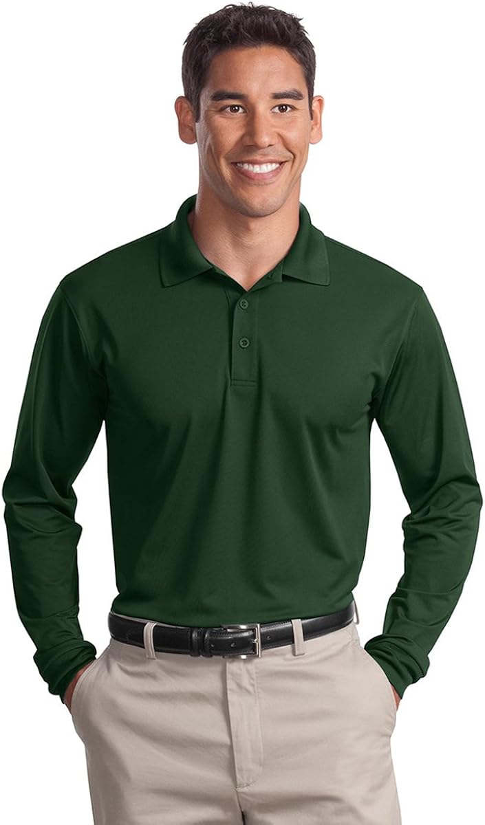SPORT-TEK Men's Long Sleeve Micropique Sport Wick Polo : Sports & Outdoors