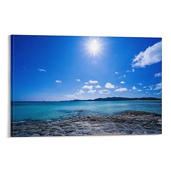 Amazon.co.jp: 絵画 沖縄県 久米島・奥武島の畳石インテリア