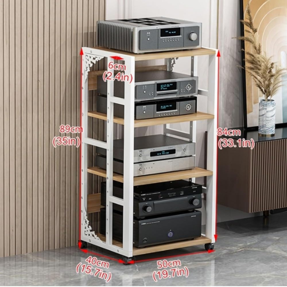Meuble stéréo réglable à 4 niveaux pour lecteurs CD/DVD, étagère de rangement pour supports audio/vidéo, support d'angle pour salons, salles de réunion et d'enregistrement - Design blanc mod