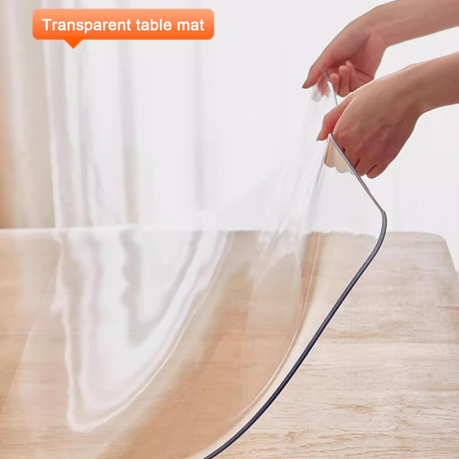 Durchsichtiger Tischdecke Transparent Tischfolie,Ölbeständiger Verbrühungssicherer Transparenter Tischschutz,1mm PVC Glasklar Folie,Couchtische Wasserdicht Schutztischdecke (100x200cm/39x79in)