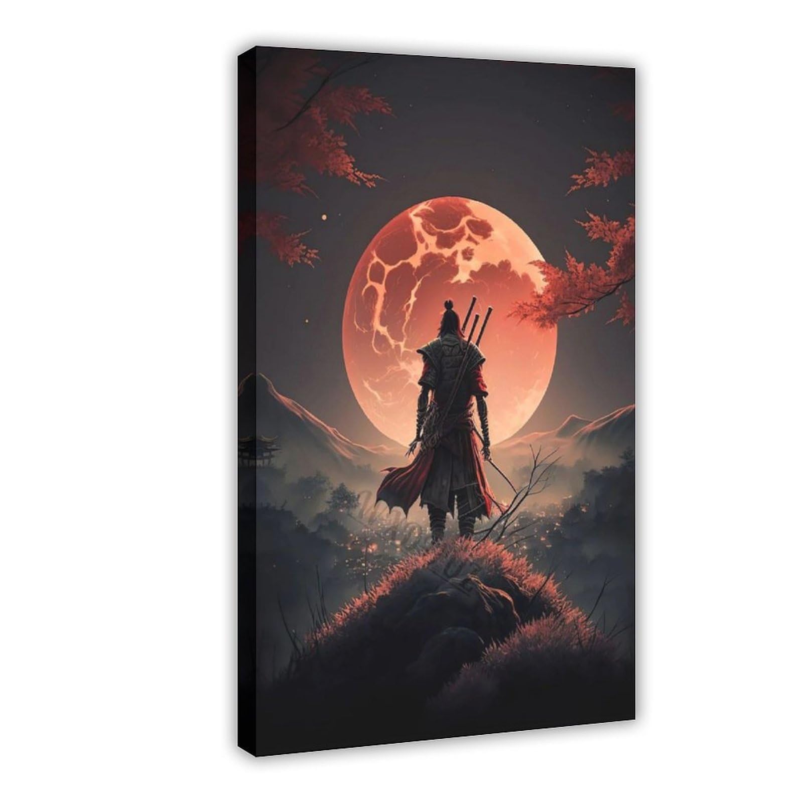 Pyberon Vintage Japanese Samurai Canvas Poster Bedroom Decor Landscape Office Room Decor Gift 24" L X 36" W