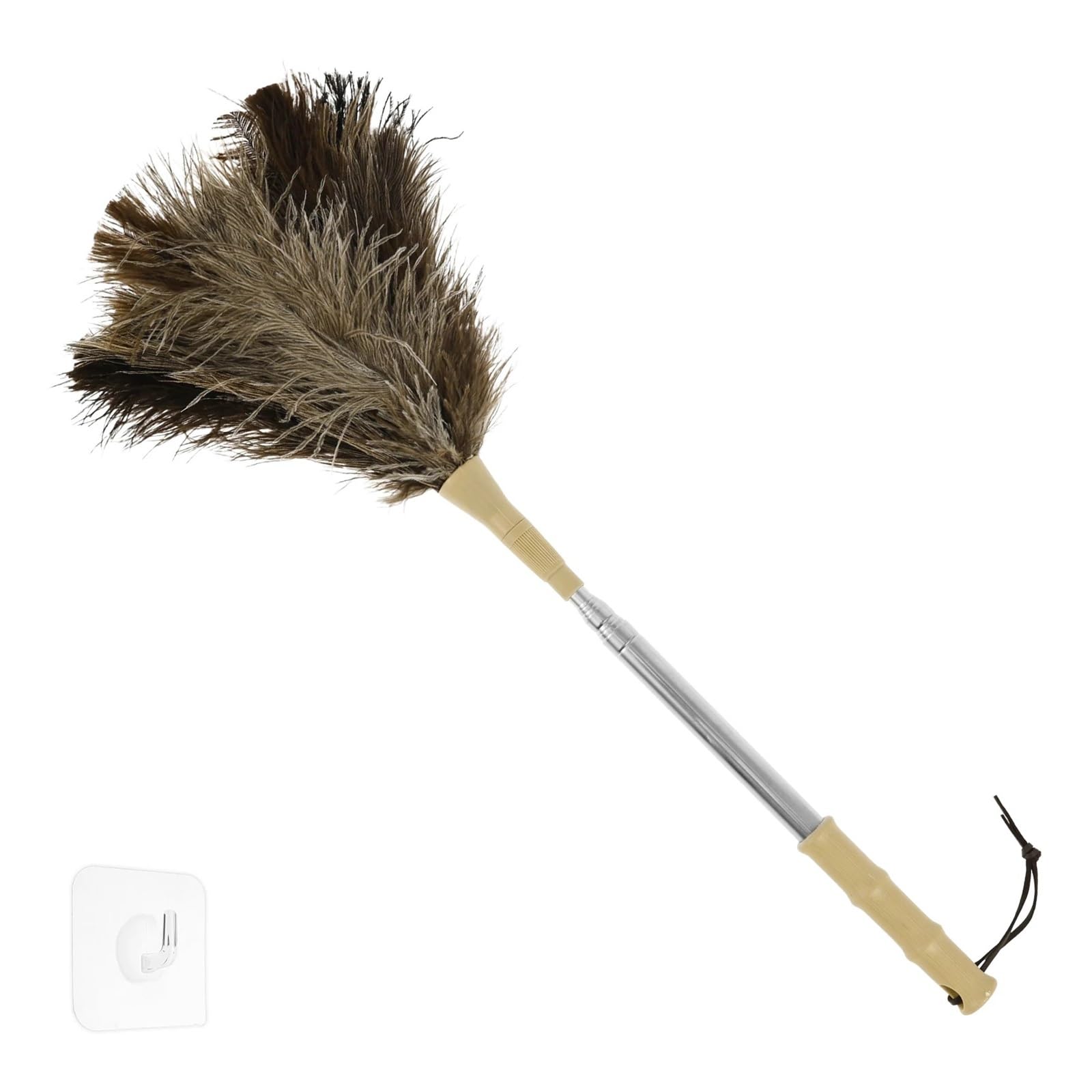 Feather Duster Extendable Ostrich Feather Duster With Stainless Steel Long Handle Brush Household Furniturer Cleaning Tools(Grey2)