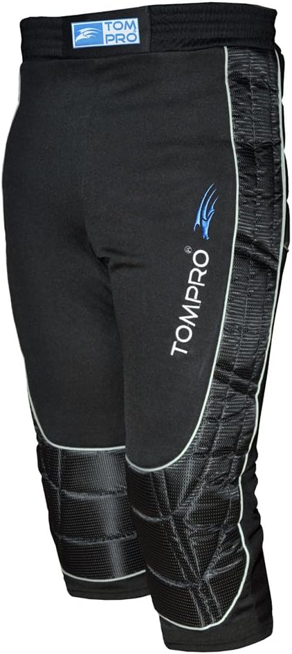 Tompro Sprint Football Goalkeeper 3/4 Length Trousers Soccer Goalie GK Three quarter Pants Brushed Inside Anatomic Protect Foam Padded Abrasive Resistant Kevlar Adult Black Size XLarge