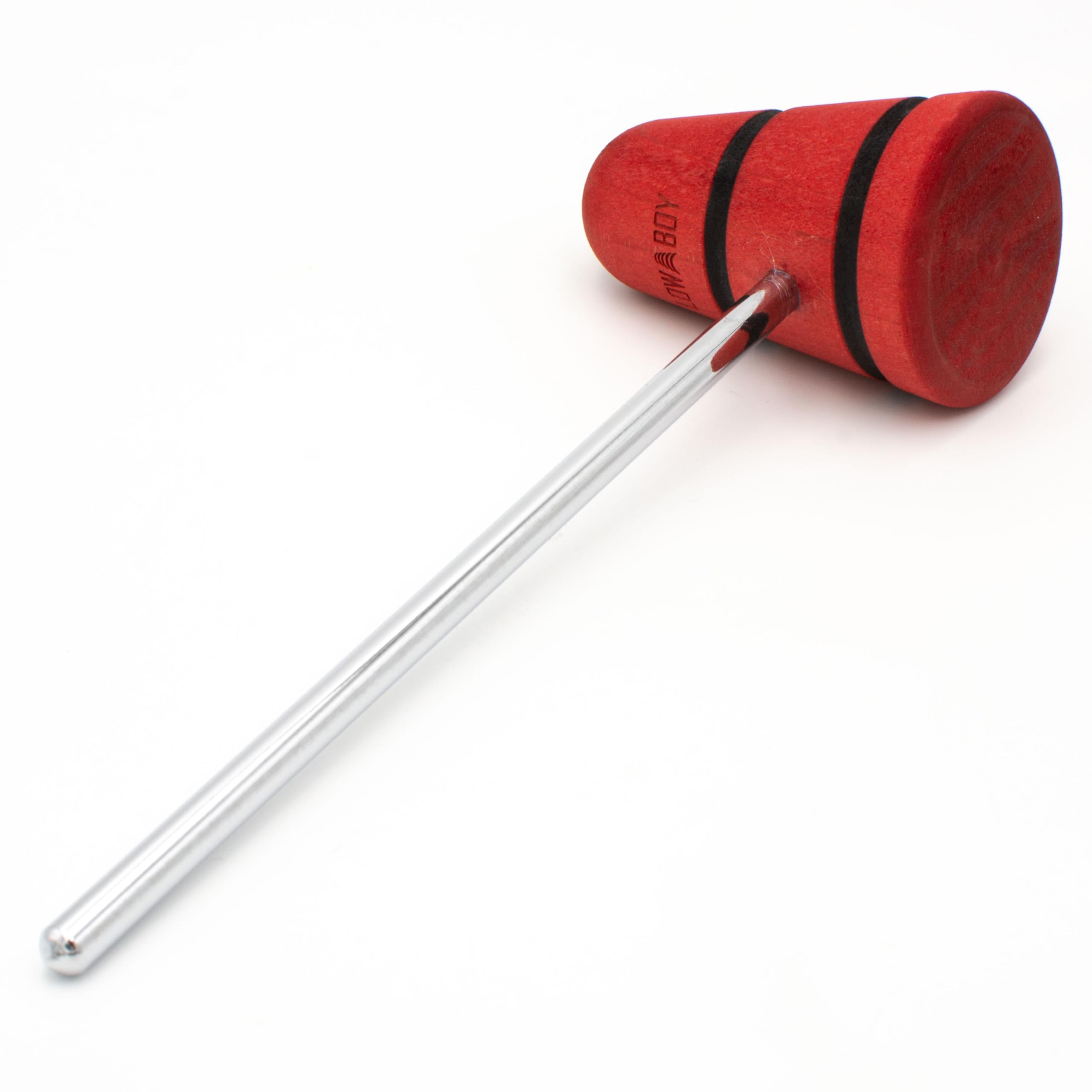 Low Boy Wood Bass Drum Beater – Vielseitiger mittelschwerer Bassdrum-Schlägel mit robuster Holzoberfläche und Stahlstangen in Luftfahrtqualität (Rot mit Schwarz, 1 Stück)