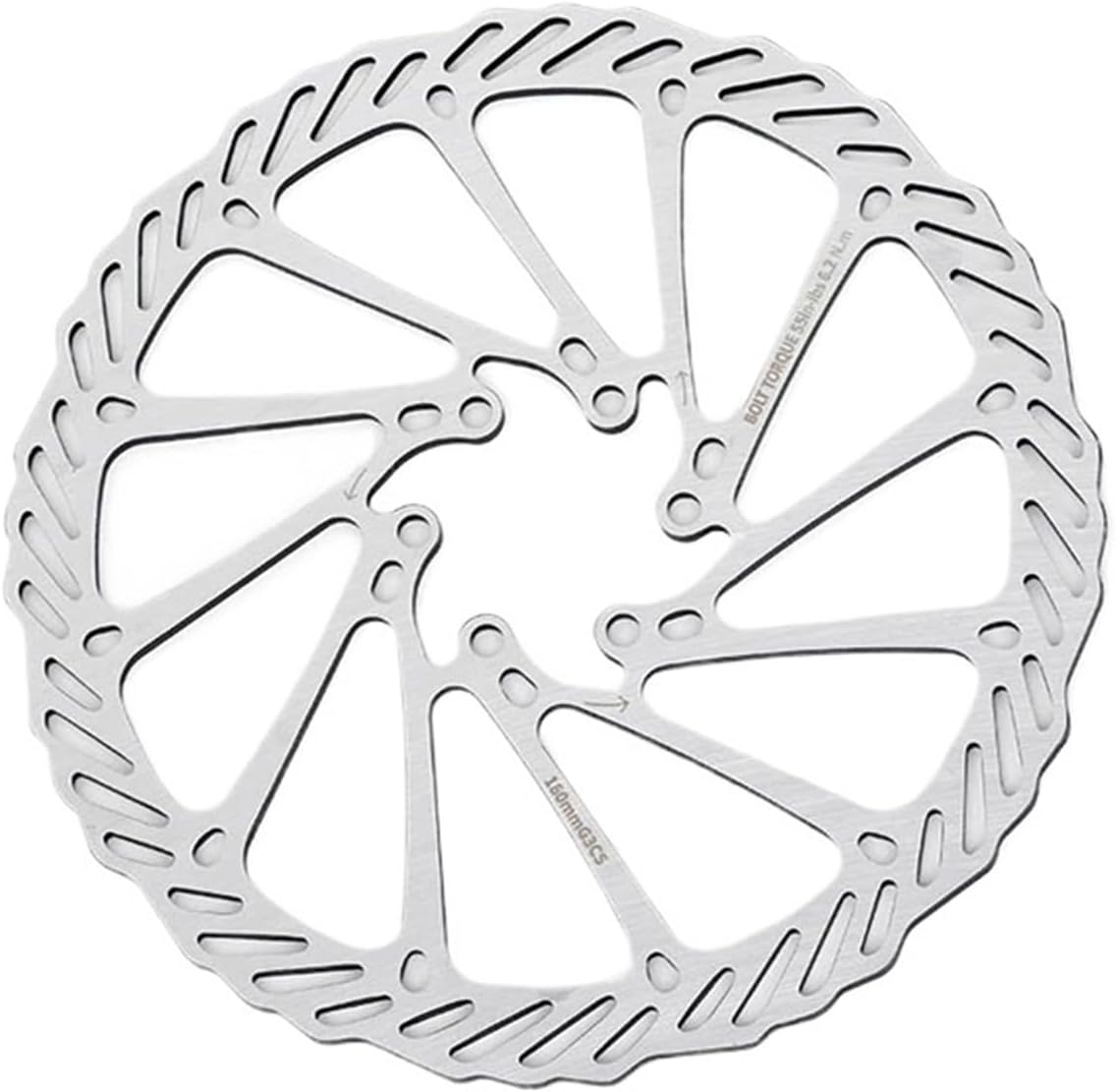 6 Bolt Brake Disc Rotor - 160/180mm with Bolts, 1PC Bicycle Disk for Mountain Bike Accessories(Silvery 160)