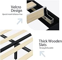 Vista 7 de BarnFurin Marco de Cama Twin, Cama Plataforma Tapizada con Cabecera con Capitoné de Botones, Marco de Cama de Tela con Soporte de Listones de Negro