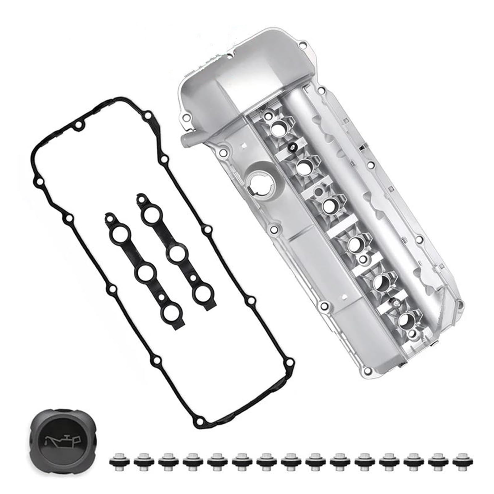 Guarnizione Coperchio Punterie 11127512839 Coperchio Valvola A Bilanciere Motore In Alluminio Con Guarnizioni Bulloni Per BMW E46 E39 E60 E83 E53 X3 X5 Z4 325i 330i 525i 2002-2006
