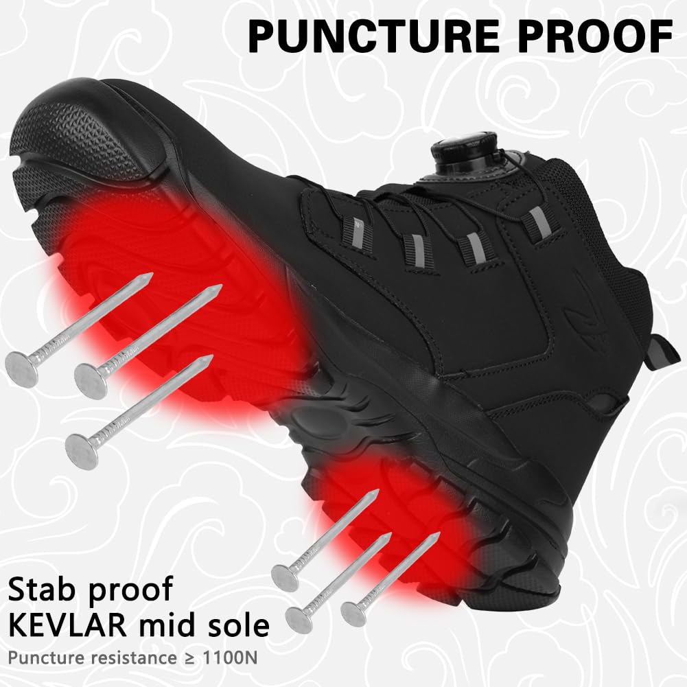 Chaussures de Sécurité Homme, Chaussures de Travail Embout Acier Montante, Bottes de Sécurité Antidérapant Respirant, Basket de Securite Légère Imperméables, Baskets Chantier Confortable