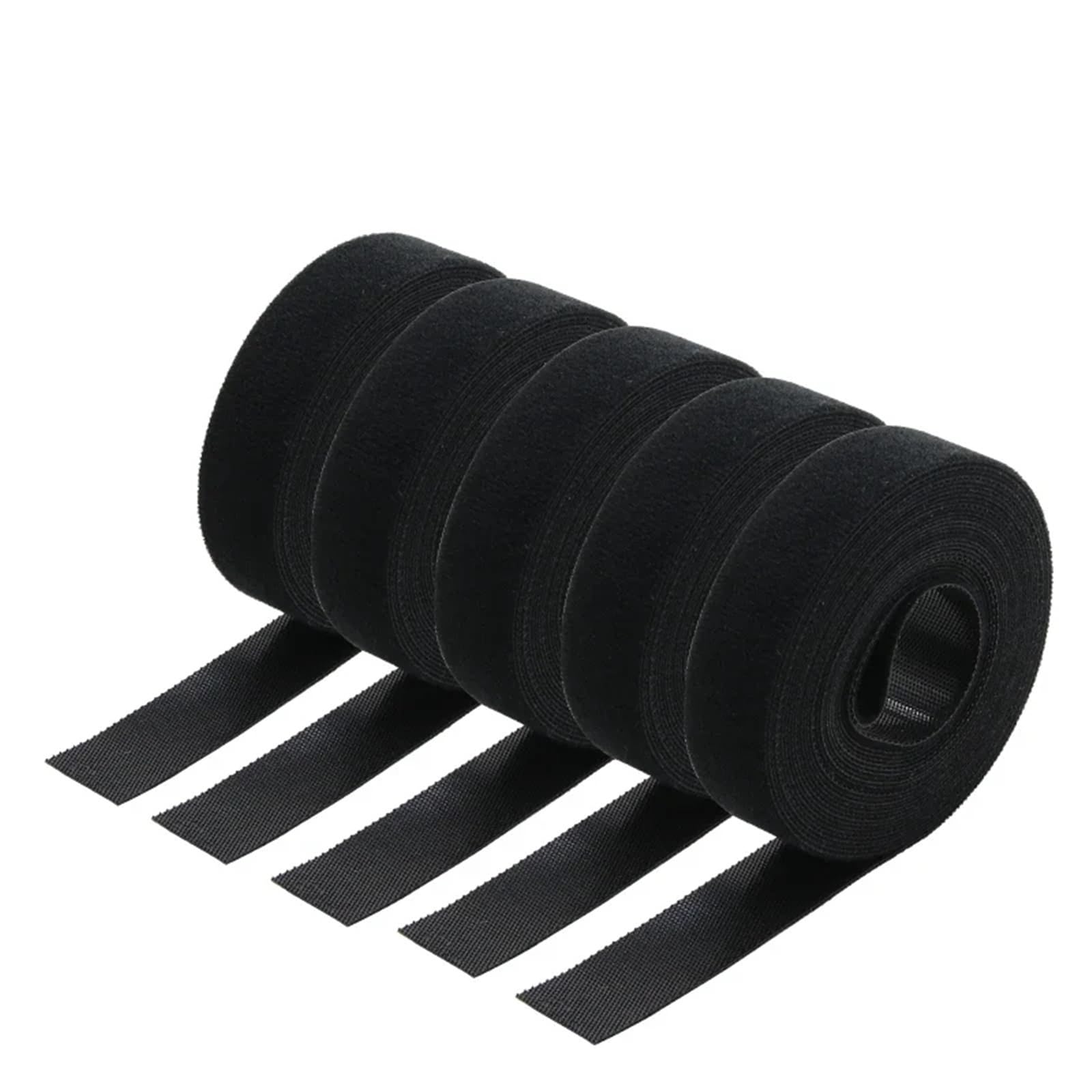Brida de nailon reutilizable con gancho y bucle, organizador cables, ancho 10 a 25 mm, tira sujeción autoadhesiva, 5 m/rollo para Coser(Black,20mm)