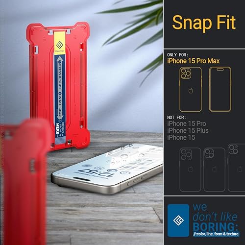 Miniatura 2 de Caseology Vidrio templado Snap Fit 2 unidadesfácil instalación compatible con iPhone 15 Pro Max Protector de pantalla con kit de instalación (2023)