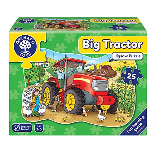 Orchard Toys Big Tractor Jigsaw Puzzle, 25-Piece Farm Themed Shaped Puzzle for Ages 3-6, Includes Poster, Perfect Party…