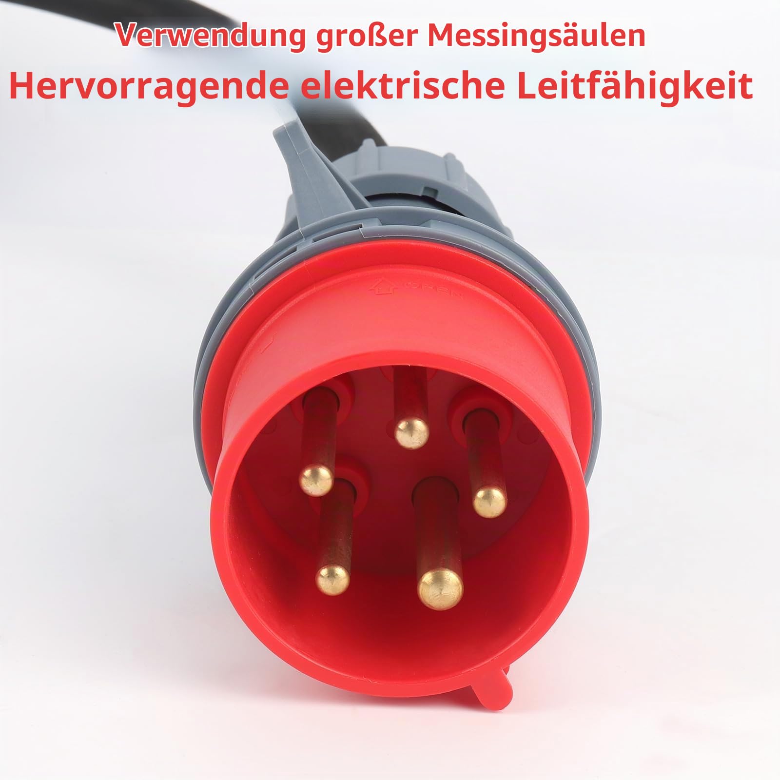 CEE Adapter, 32A auf 16A Adapter mit Leitungsschutzschalter, 5-Poliger 400V Kupplung Starkstrom Adapter, IP 44, CEE Verlängerungskabel 1 M