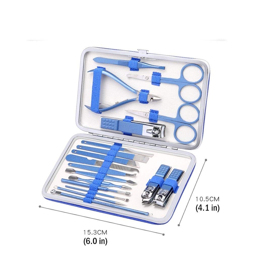 Nagelknipser-Set Blau-Großraum Lady Nagelknipser Set Einfache Edelstahl Pediküre-Set Maniküre Schönheit Nagelpflege Werkzeug (18-teilig) Nagelknipser-Kit