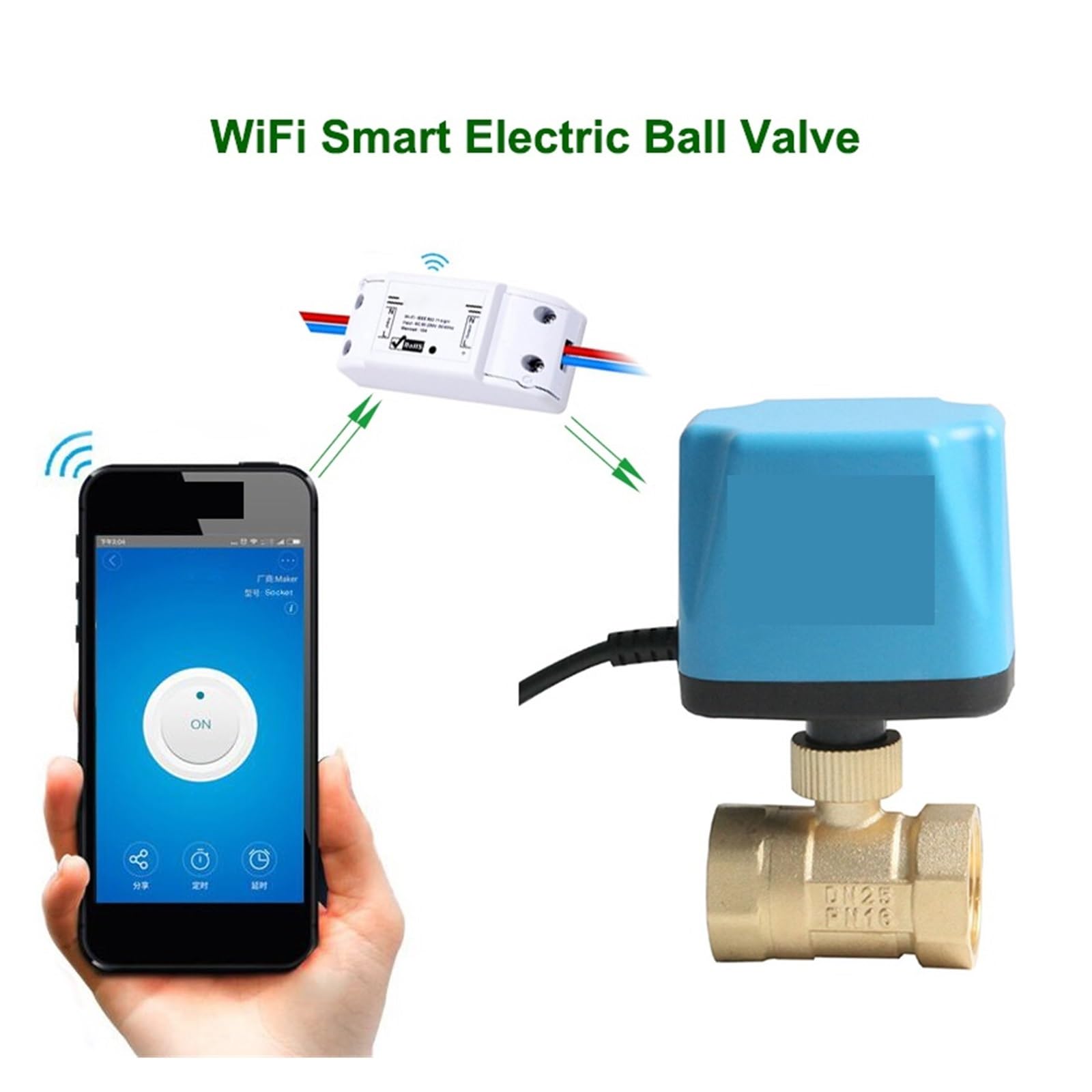 Tuya WiFi Válvula De Bola Motorizada Inteligente Temporización Agua Interruptor Inteligente Válvula Eléctrica (Size : 3/4")