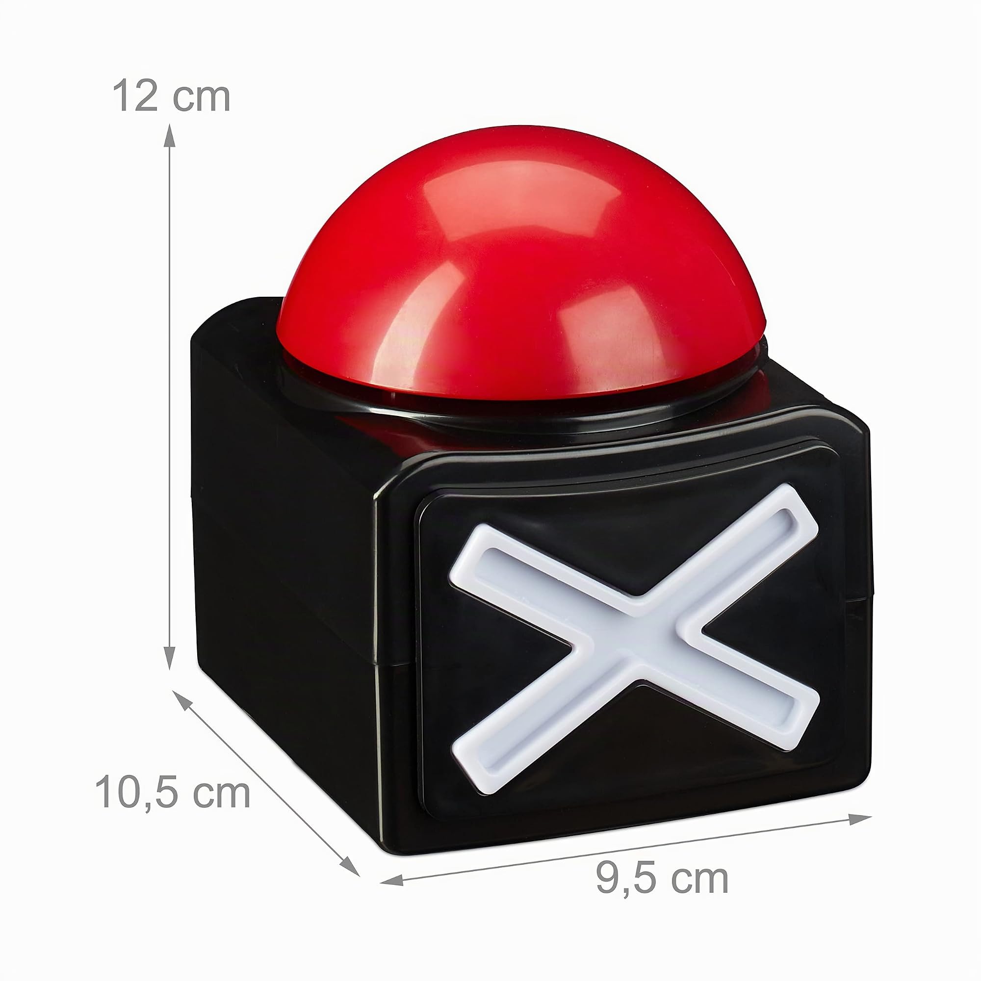 Relaxdays Buzzer avec Son et lumière, Accessoire de fête de soirées Jeux, Fonctionne à Piles, Plastique, Rouge/Noir