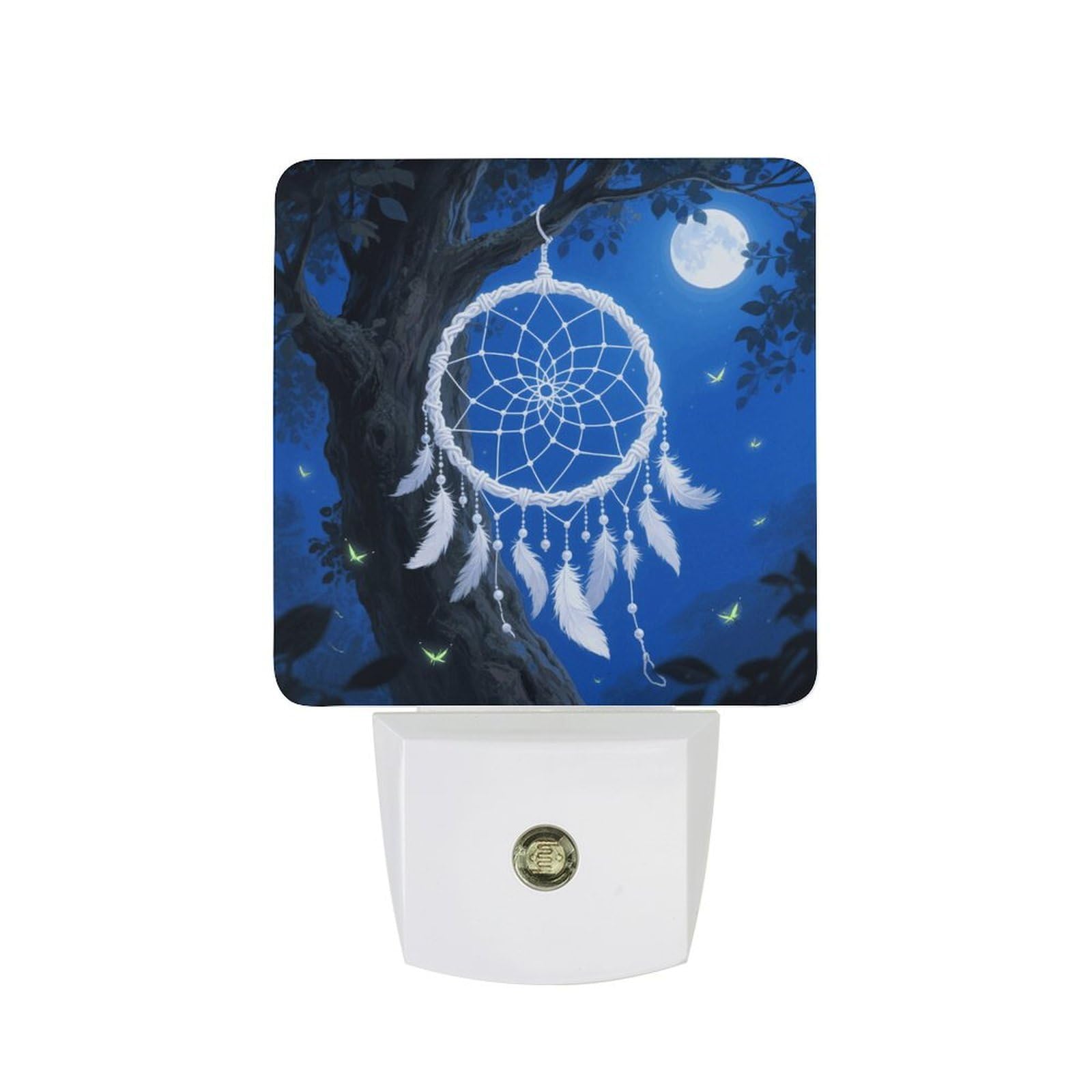 FodPand Night Light Plug Into Wall with Dusk to Dawn Sensor 0.5w Modern LED White Fantasy Dream Catcher Plug in Night Lamp Warm White Glow Nightlight for Bedroom Hallway Stairs Corridor