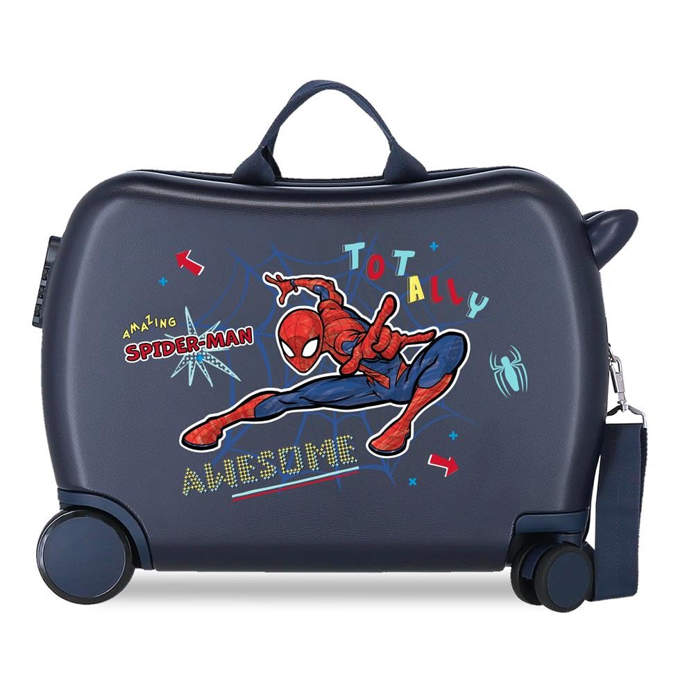 Marvel Spiderman Totally awesome Valise Enfant Bleu 50x39x20 cm ABS Rigide Serrure latérale à combinaison 34L 1,8 kg 4 Roues Bagage à Main