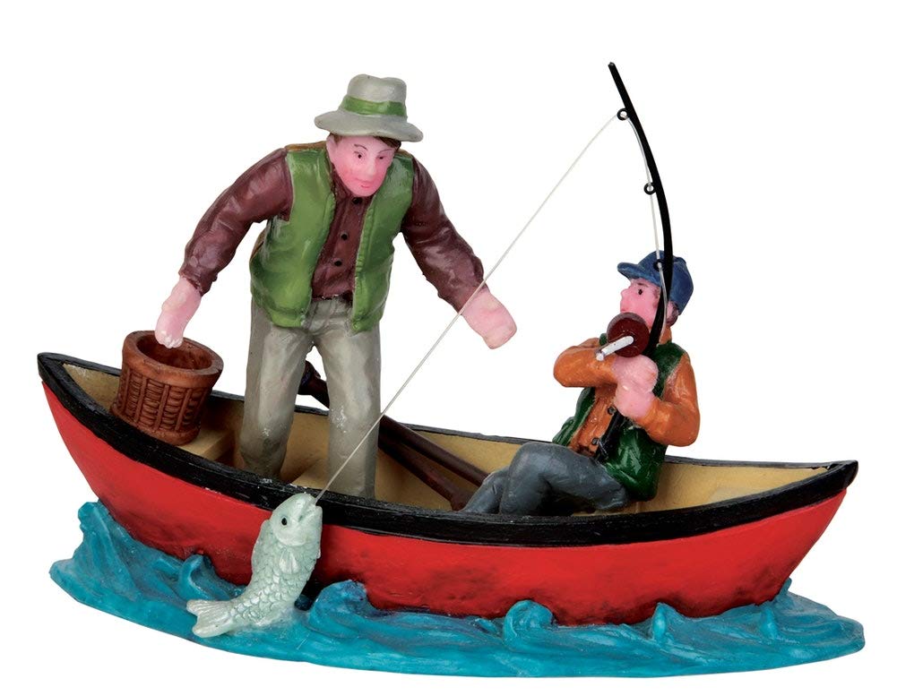 LemaxCanoe Catch - Fisherman in The Boat - Polyresin - Figures & Accessories for Your Own Little Christmas World