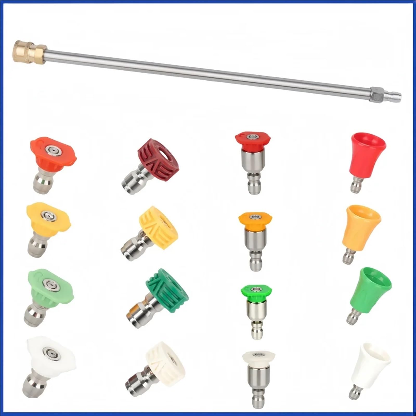 Lance de Nettoyage Allongée Rallonge de tuyau d'arrosage for nettoyeur haute pression, 10 à 50 cm, 1/4", connexion rapide, buse nettoyage eau(40cm,Color 2)