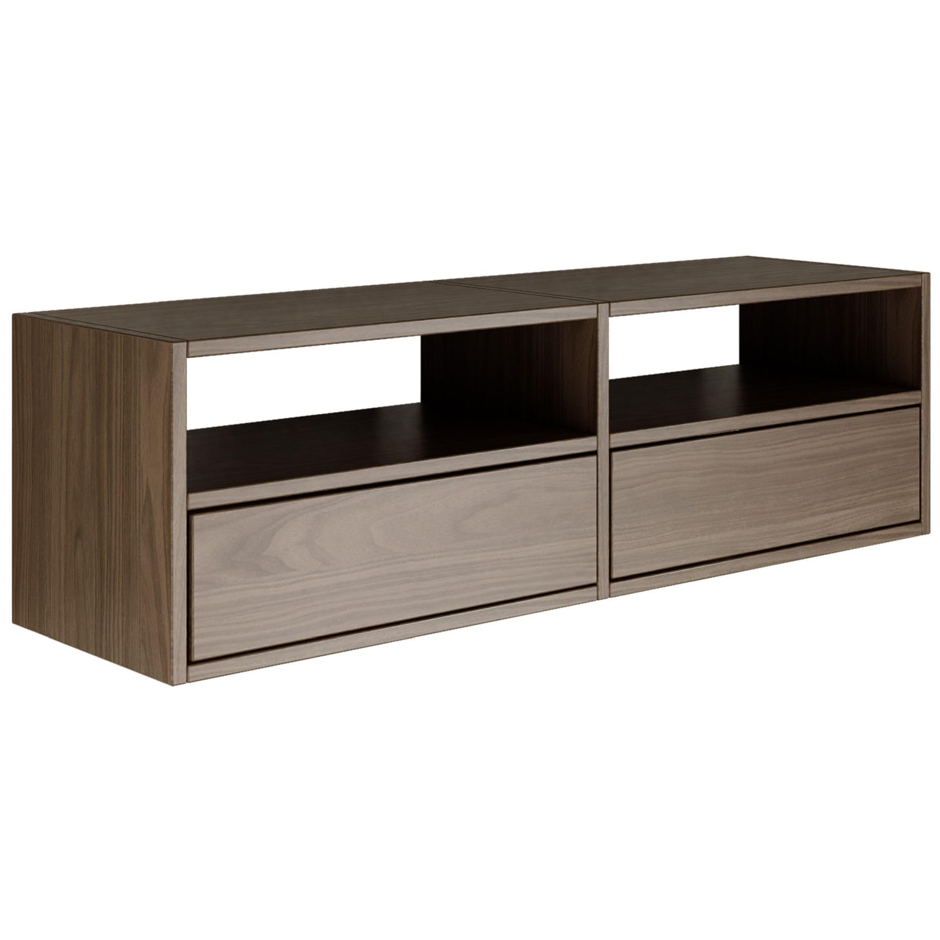 Selsey TV Lowboard - Farbe Wisconsin-Walnuss Moderne Fernseher Kommode 100 x 30 x 30 cm (BxTxH) TV Unterschrank für Wohnzimmer Schrank mit Klappen Push to Open Lowboard Hängend TV Cabinet Wandmontage