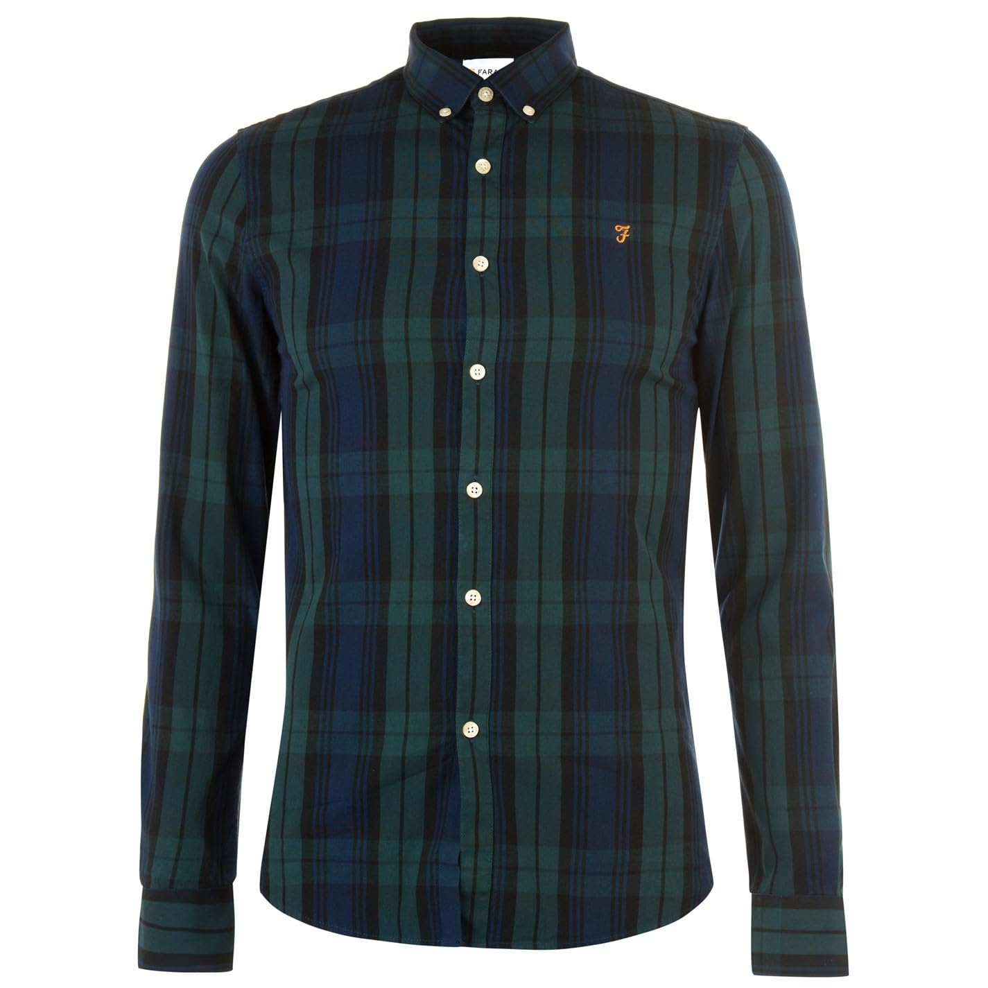 Farah Mens Brewer Slim Fit Cotton Oxford Shirt, Woodland Pine, XL UK