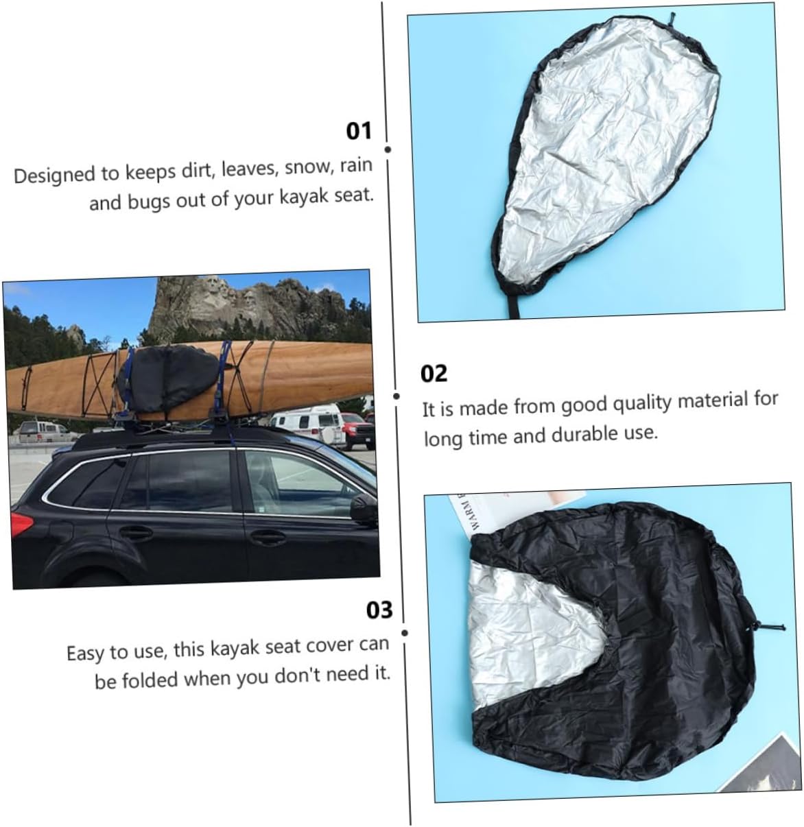 3pcs Kayak Cover Accessories Anti-uv Polyester Silver Coated Cloth