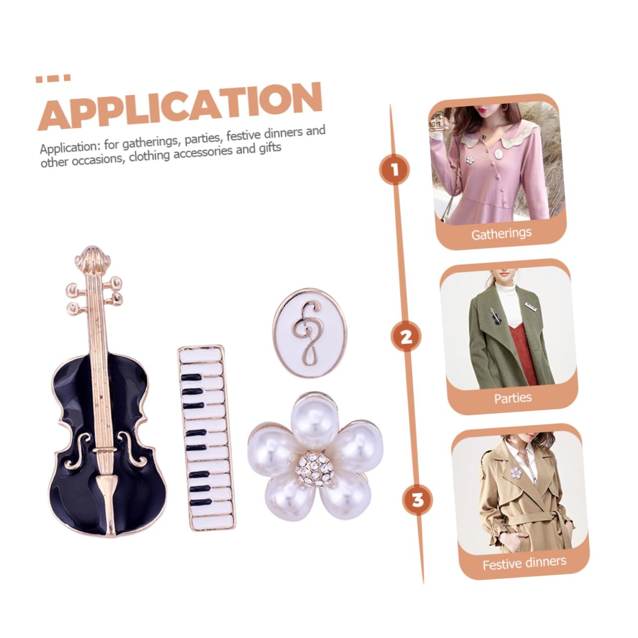 SOIMISS 20pezzi Spilla Violino Elegante Per Donne Spille Musicali Per Abbigliamento Accessori Moda Per Amanti Della Musica