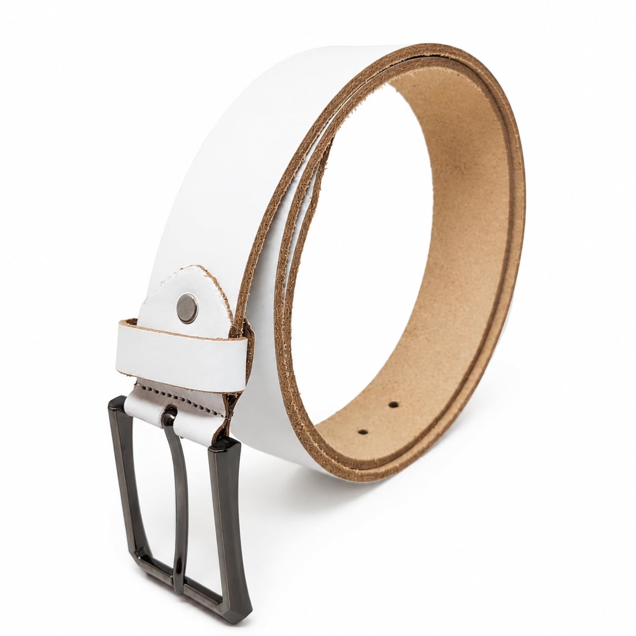 Genuine Leather White Belt for Men | Premium Pin Buckle Formal & Casual Belt | Adjustable Classic Dress Belt-image-20