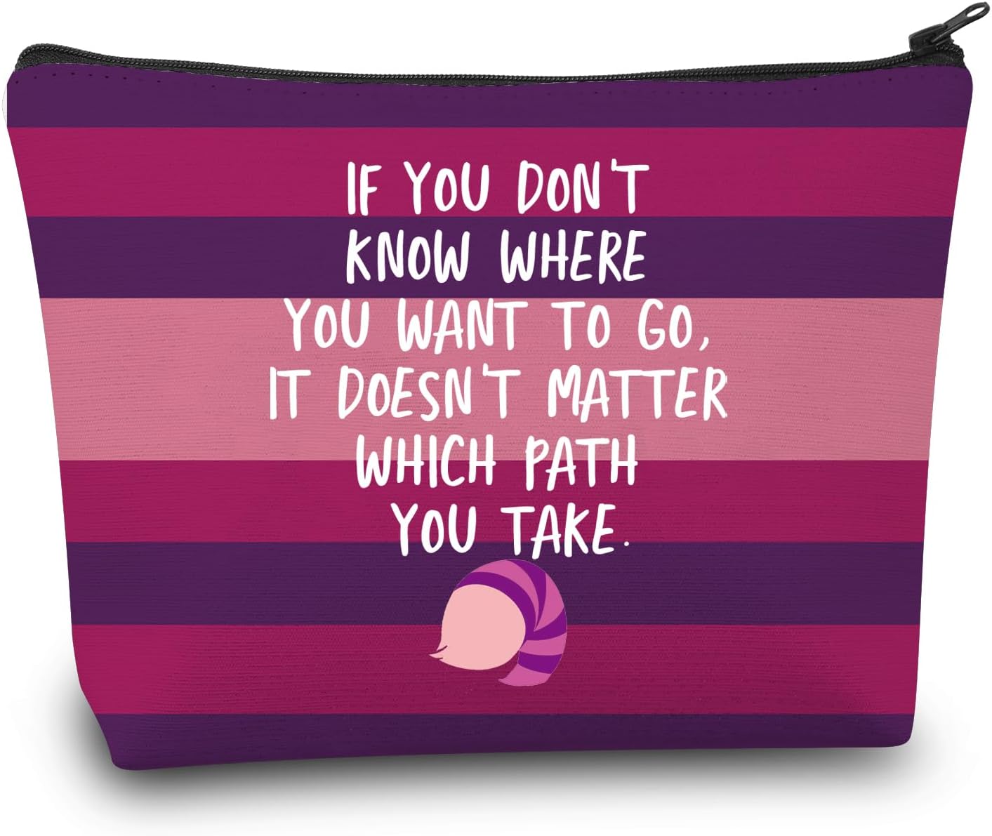 BDPWSS Cheshire Cat Makeup Bag Cheshire Cat Fan Gift Alice Lover Alice Fan Gift Smiling Cat Alice Wonderland Fan Zipper Pouch (Path You Take)