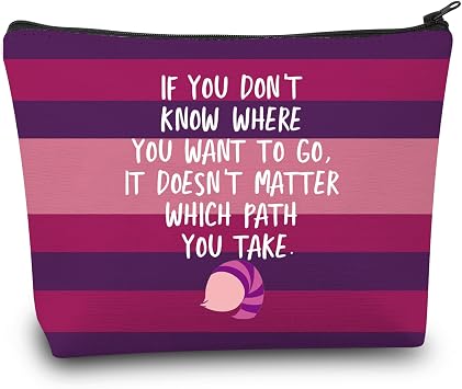 BDPWSS Cheshire Makeup Bag Cartoon Cat Fan Gift Alice Lover Alice Fan Gift Smiling Cat Alice Wonderland Fan Zipper Pouch Path You Take