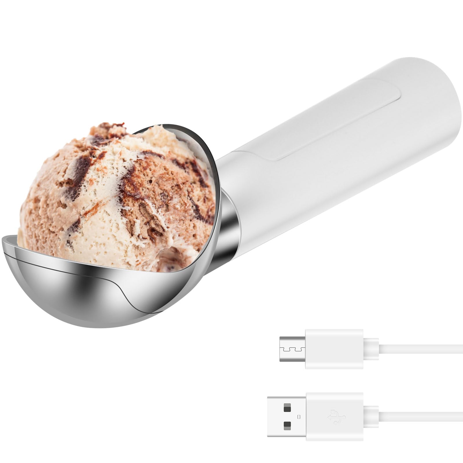 Cucchiaio per gelato riscaldato creativo professionale kit cucchiaio per ghiaccio sicuro cucchiaio autoriscaldante comodo set paletta per gelato ricaricabile per ghiaccio duro