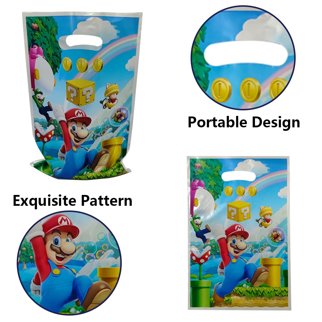 Super Mario verjaardag traktaties feestzakjes/cadeauzakjes/snoepzakjes/uitdeelzakjes - 8x stuks - plastic