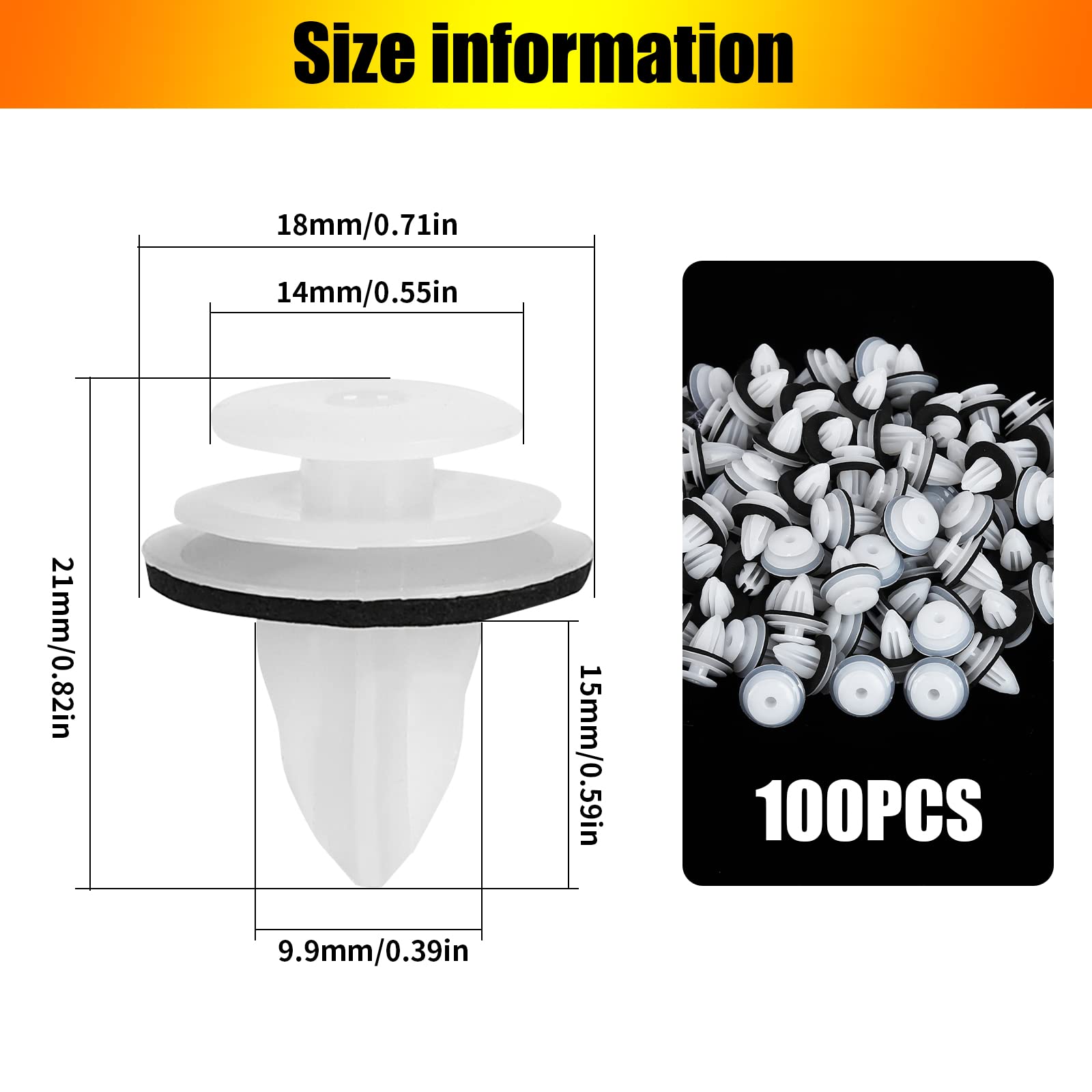 100 Clip Fissaggio Auto Universali - Con Guarnizione Gomma, Per Pannelli Porte E Paraurti - Foto 4