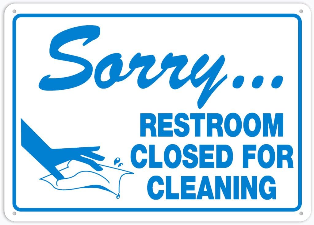 8"x12" Tin Metal Sign - Sorry Restroom Closed For Cleaning - Decorative Wall Sign For Home, Gate, Garden, Bars, Restaurants