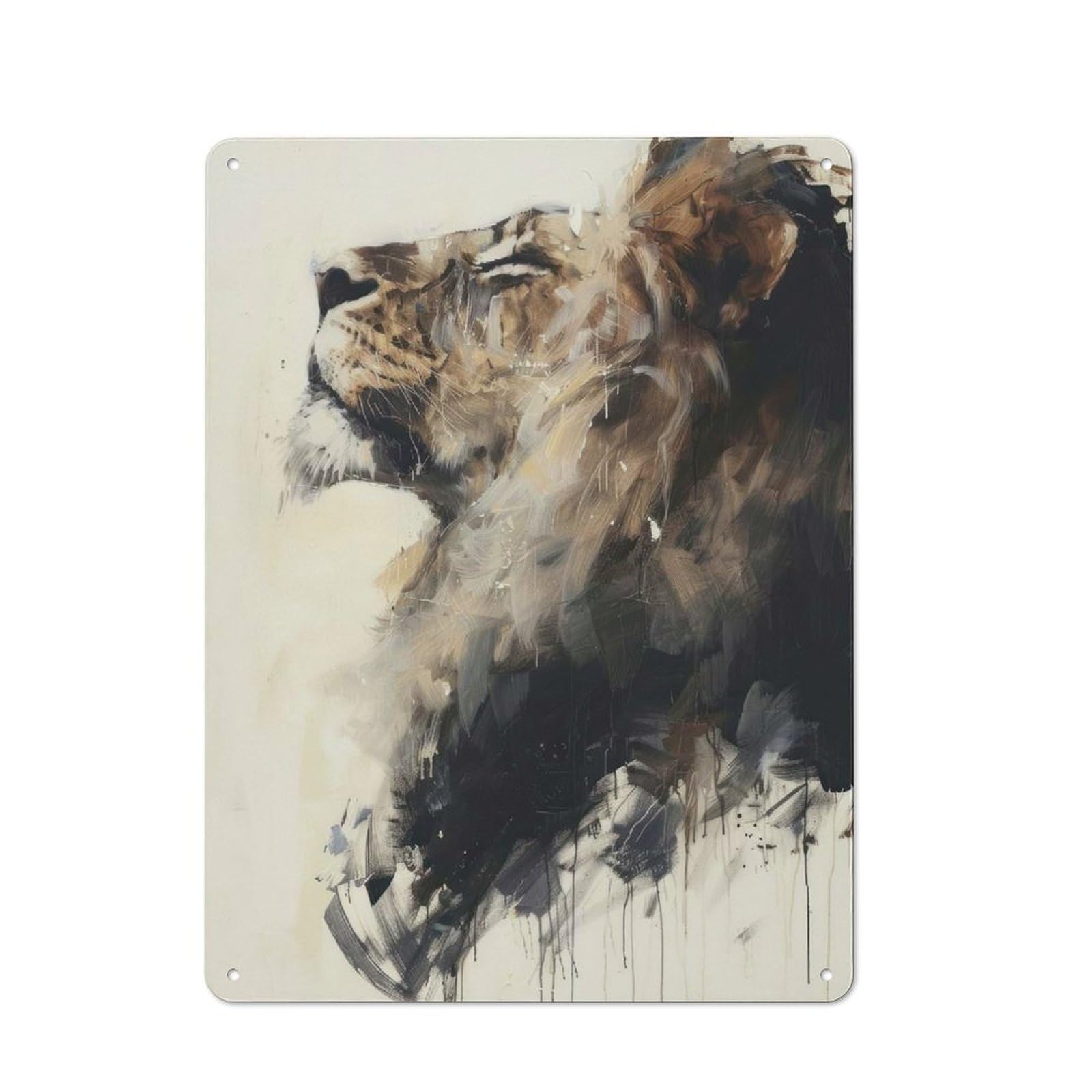 Junmoney Lion Majesty Painting Metal Sign 40X30cm With For Workshop Wall, Vintage Decor, A Decorative Christmas Gift For Metal Sign Collectors